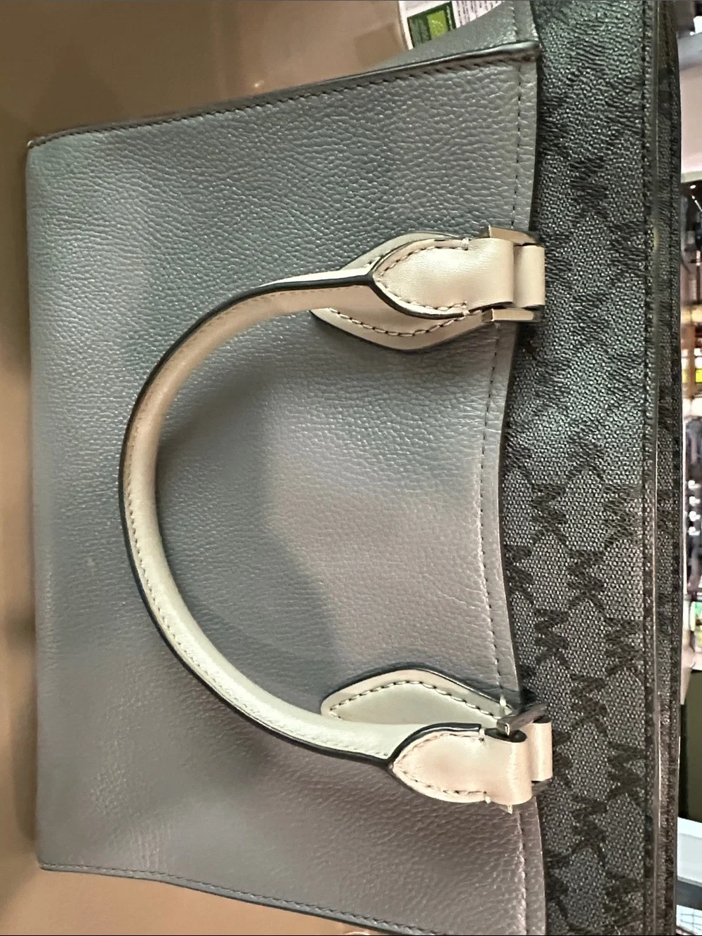 Michael Kors Gray Leather Satchel with Logo Charm